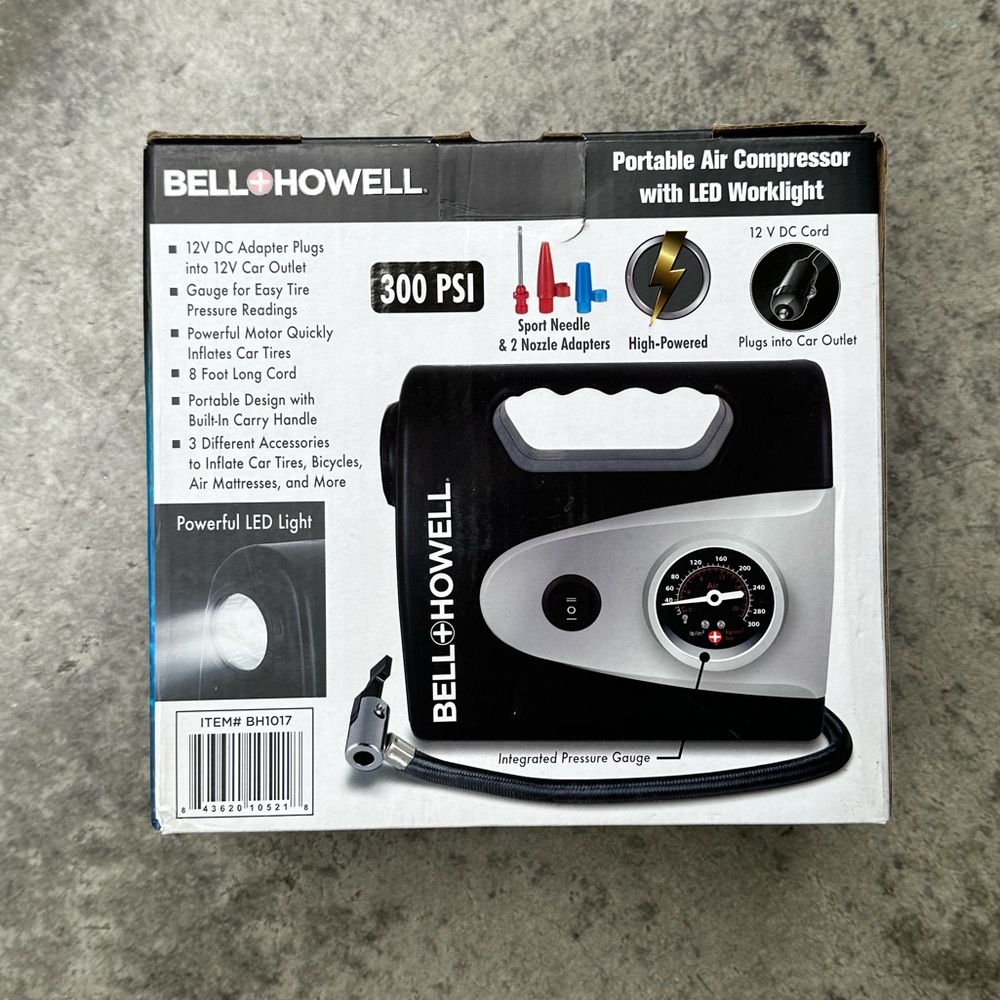 Bell + Howell Portable LED Work light Air Compressor